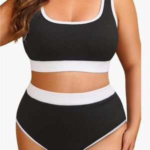 Tempt Me Sizr 16 Chic Black and White Bikini Set